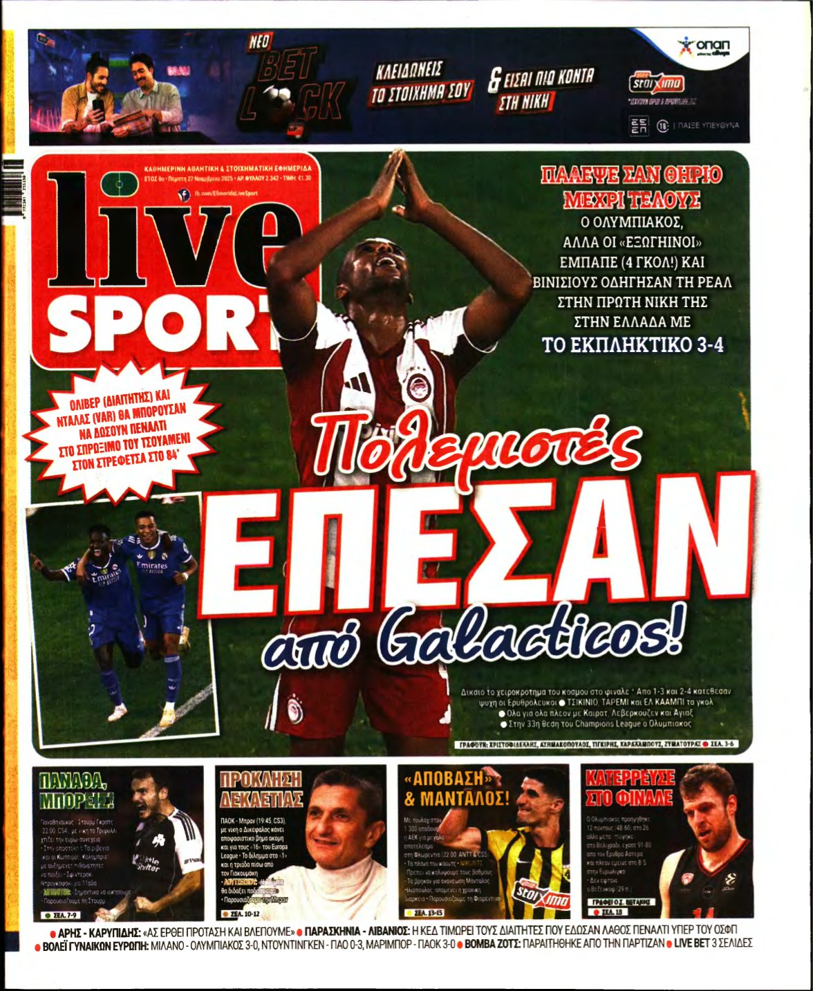 LIVE SPORT – 27/11/2025