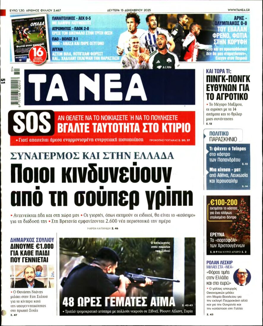 ΤΑ ΝΕΑ – 15/12/2025