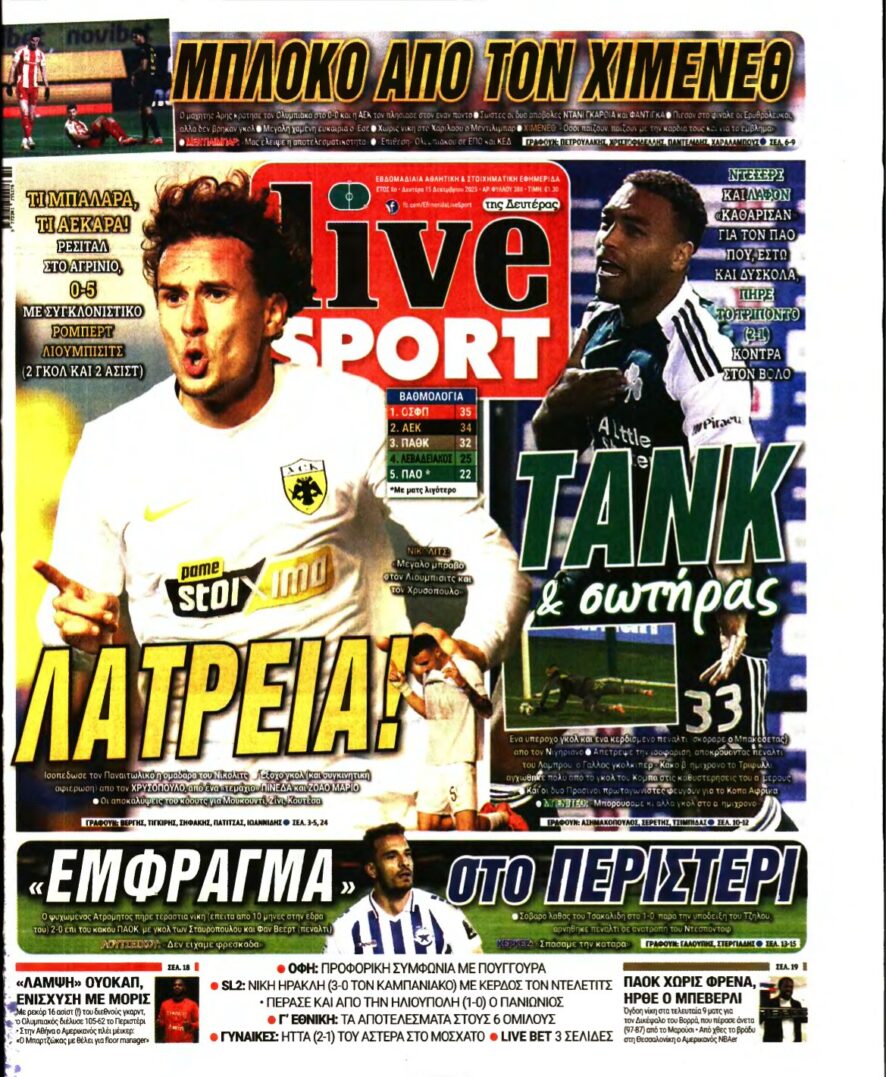 LIVE SPORT – 15/12/2025