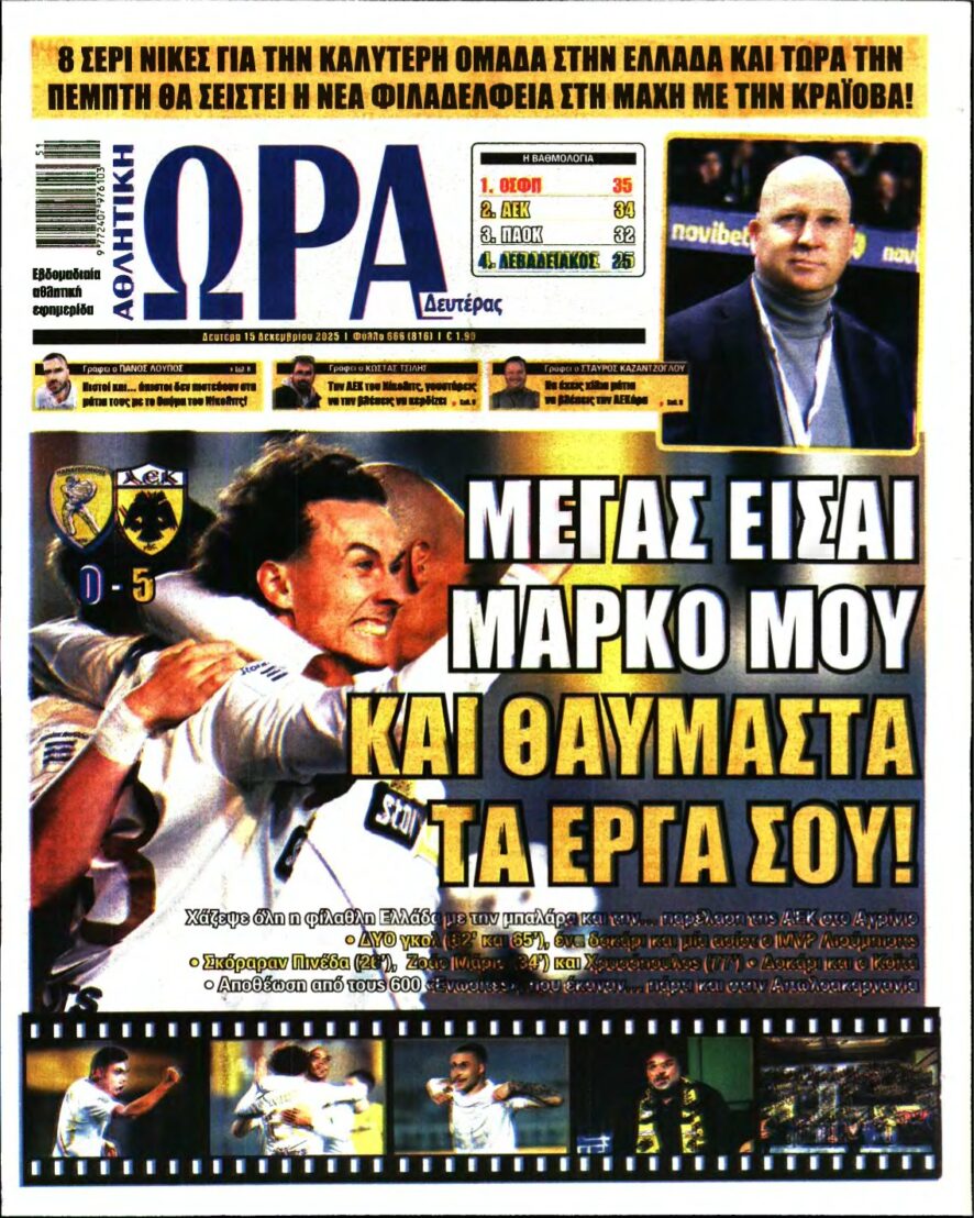 ΩΡΑ ΤΩΝ ΣΠΟΡ – 15/12/2025