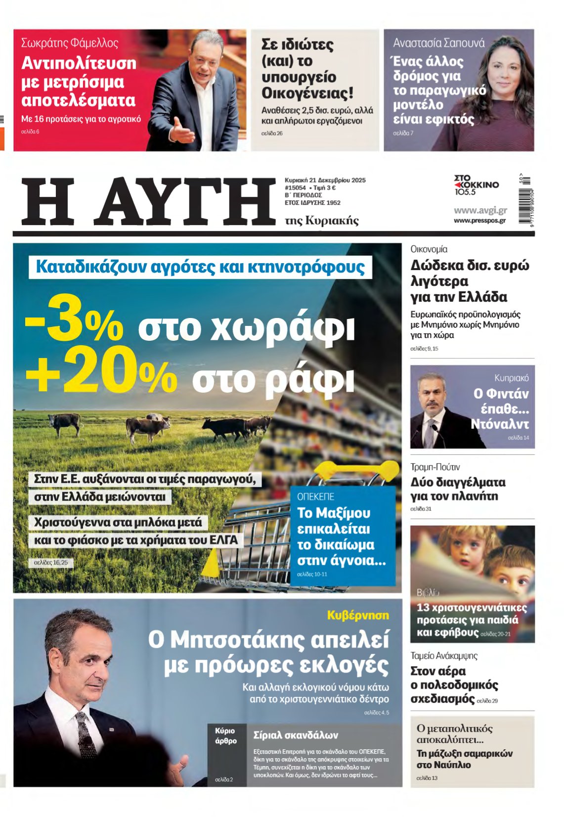 ΑΥΓΗ ΤΗΣ ΚΥΡΙΑΚΗΣ – 21/12/2025