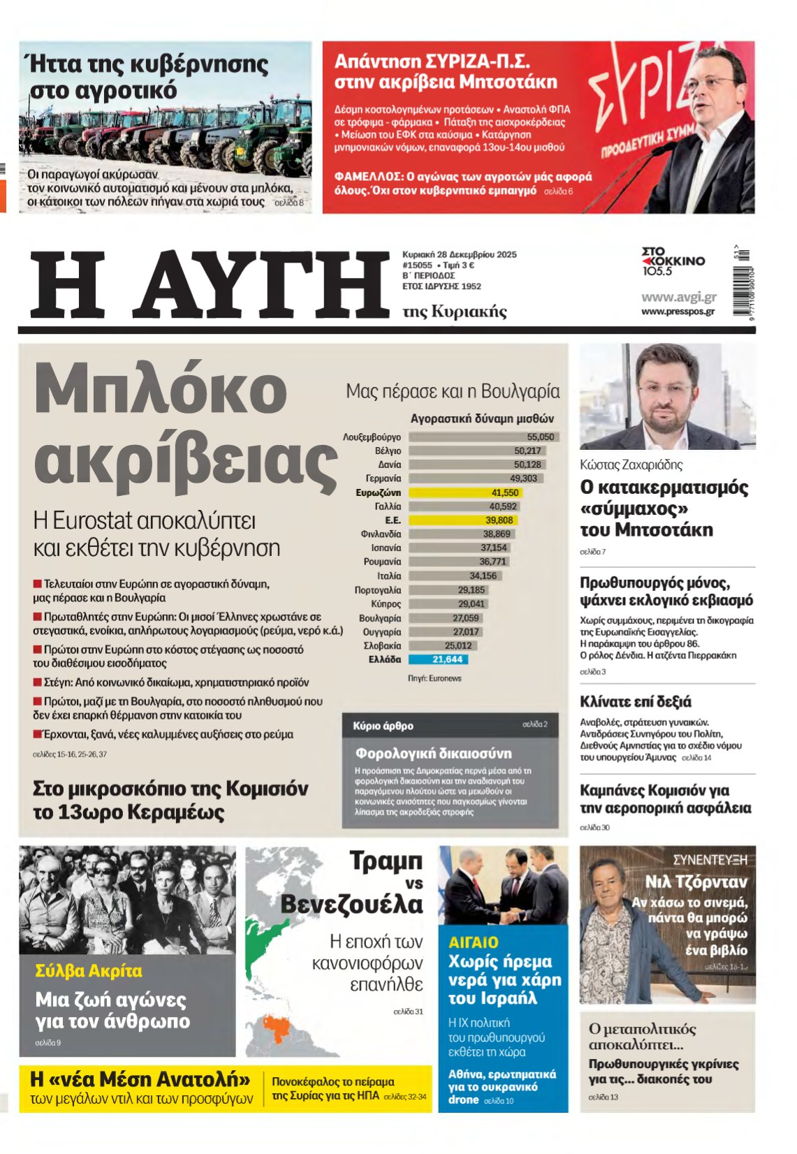 ΑΥΓΗ ΤΗΣ ΚΥΡΙΑΚΗΣ – 28/12/2025