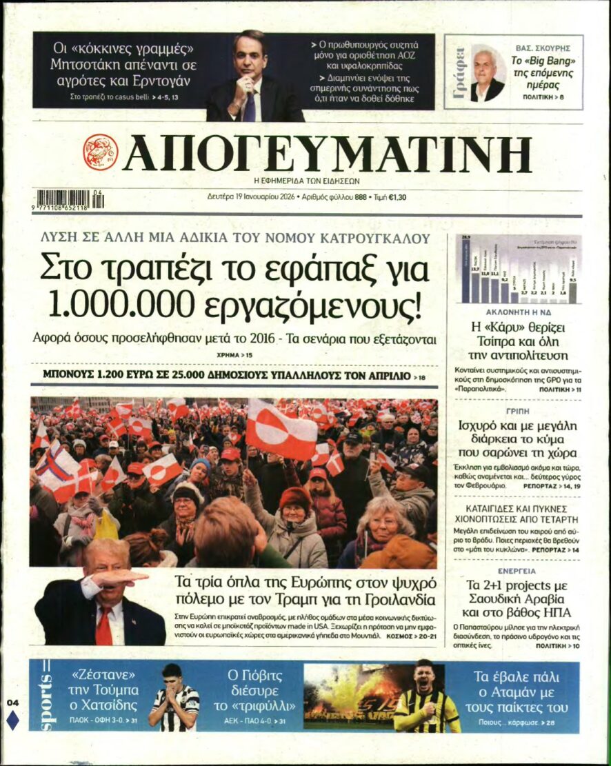 ΑΠΟΓΕΥΜΑΤΙΝΗ – 19/01/2026