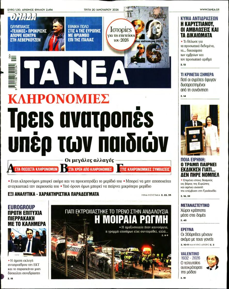 ΤΑ ΝΕΑ – 20/01/2026