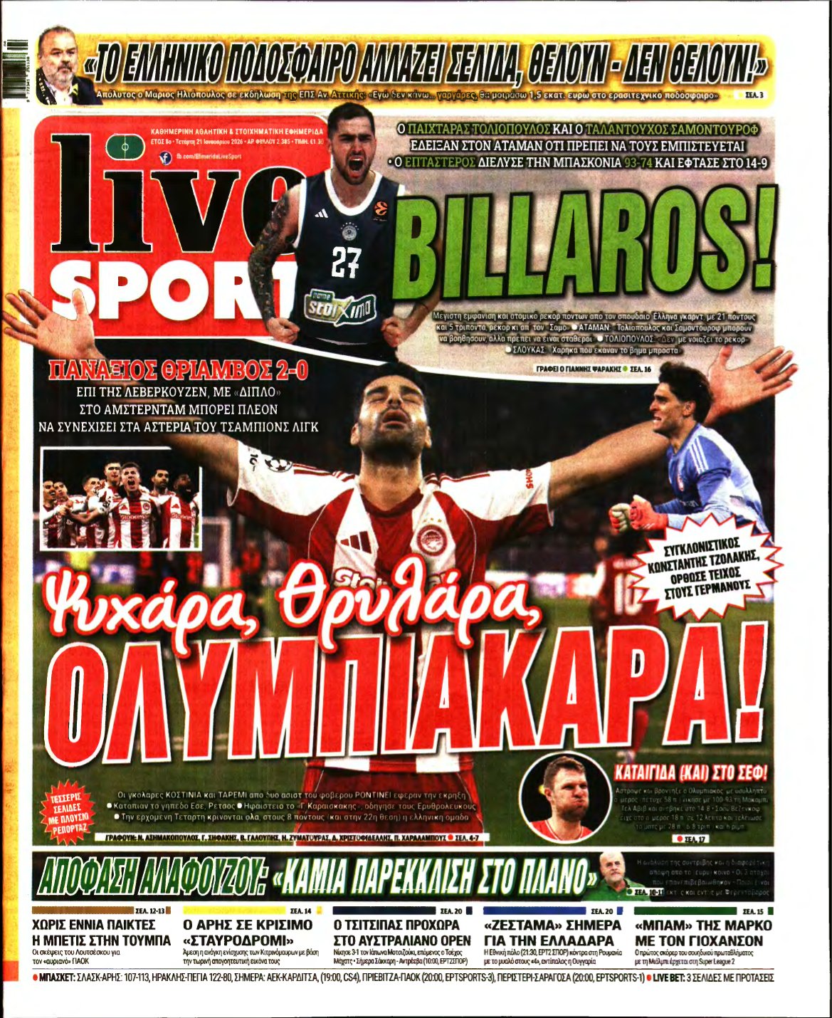 LIVE SPORT – 21/01/2026