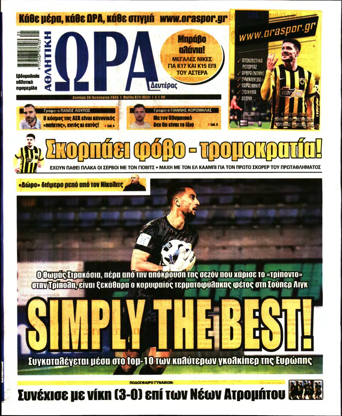 ΩΡΑ ΤΩΝ ΣΠΟΡ – 26/01/2026