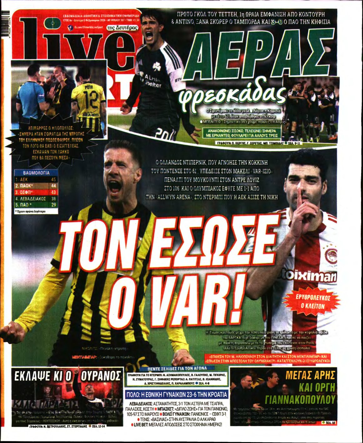 LIVE SPORT – 02/02/2026