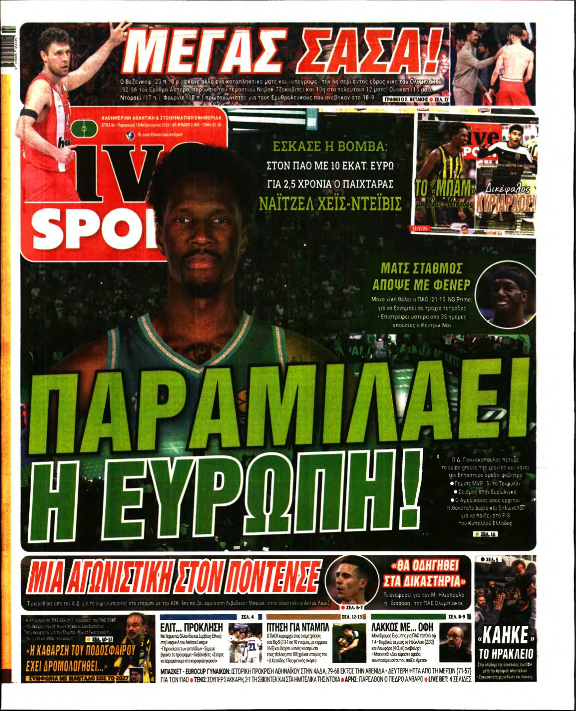 LIVE SPORT – 13/02/2026