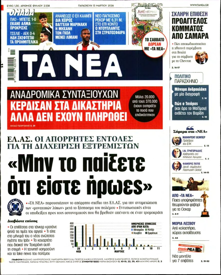 ΤΑ ΝΕΑ – 13/03/2026