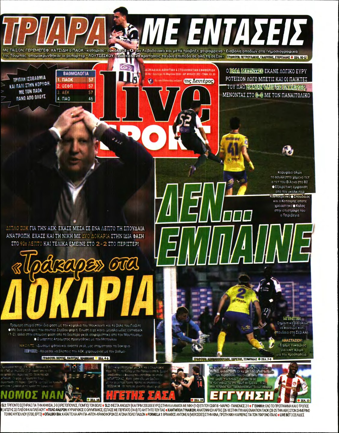 LIVE SPORT – 16/03/2026
