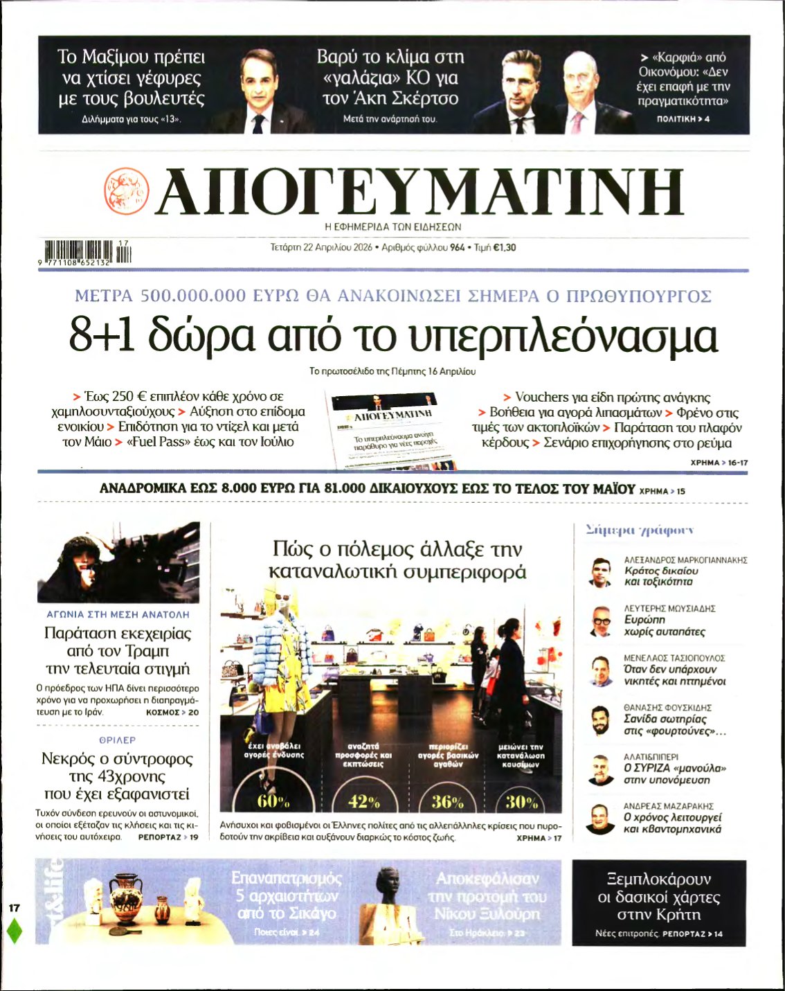 ΑΠΟΓΕΥΜΑΤΙΝΗ – 22/04/2026
