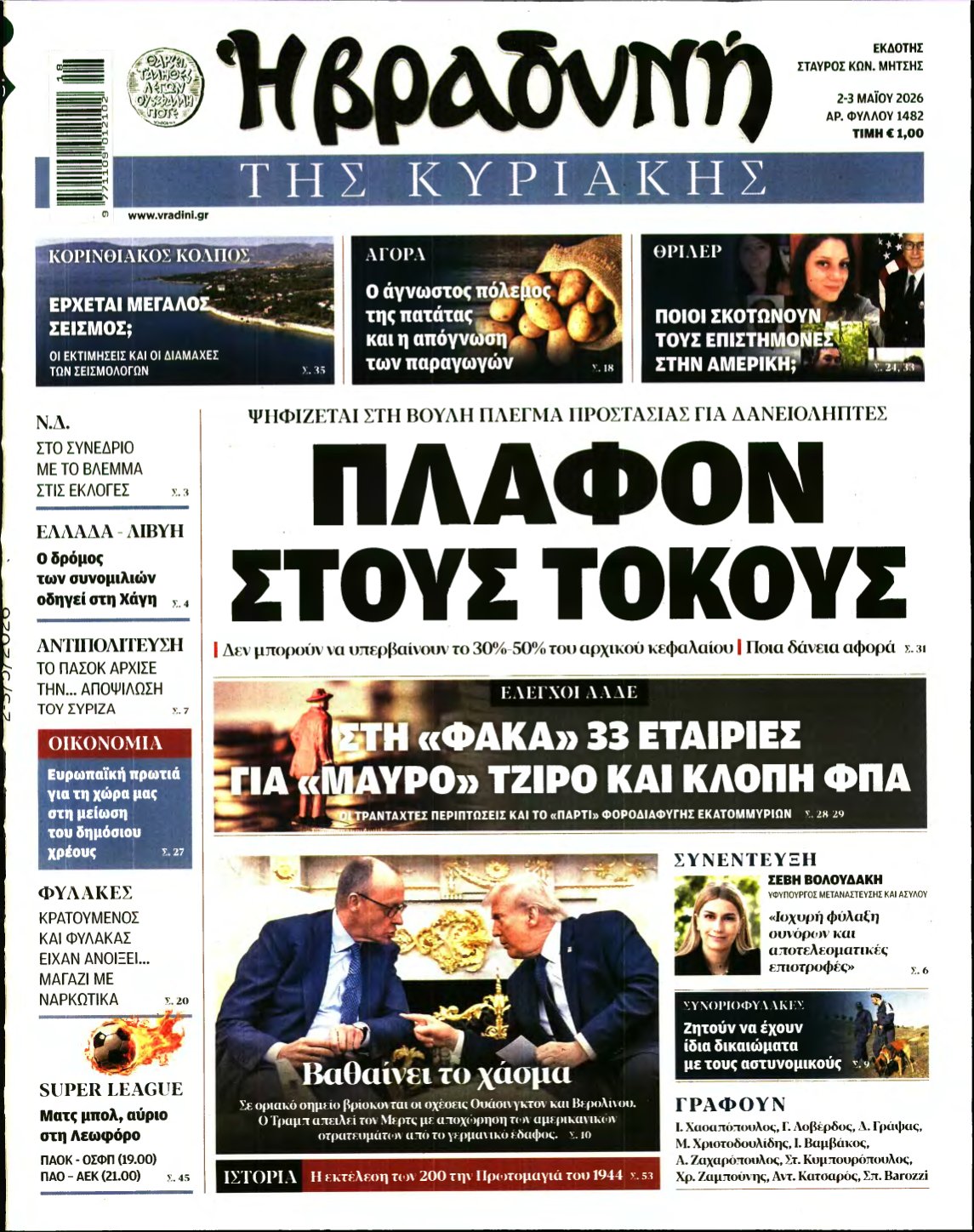 ΒΡΑΔΥΝΗ ΤΗΣ ΚΥΡΙΑΚΗΣ – 02/05/2026