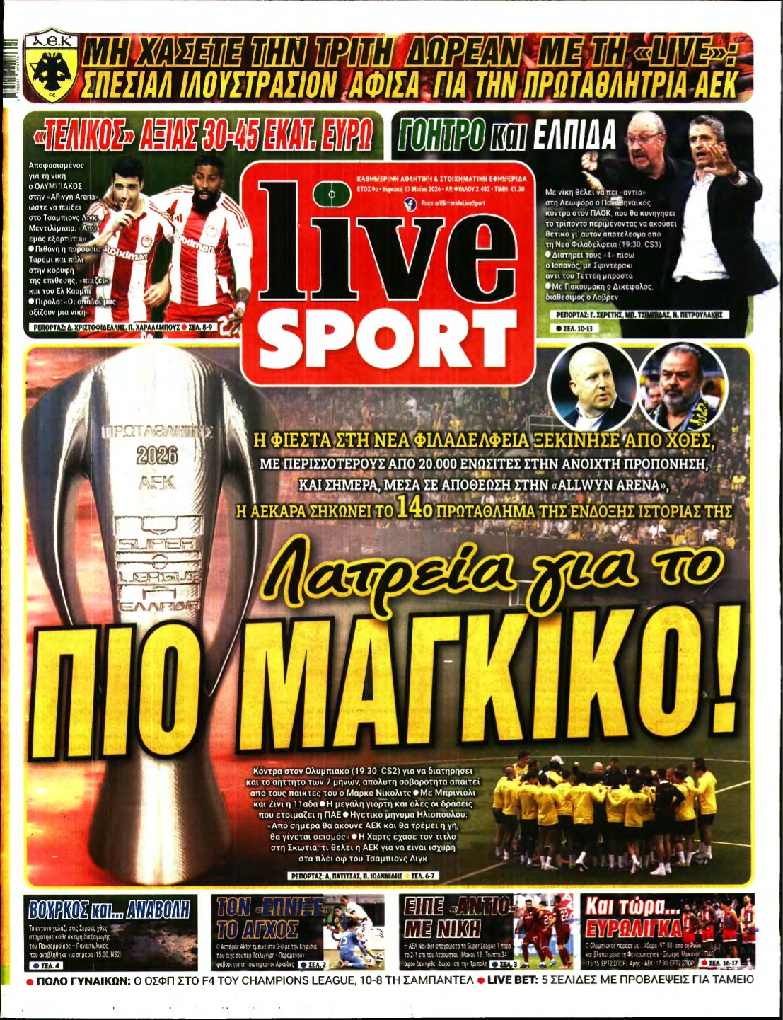 LIVE SPORT ΚΥΡΙΑΚΗΣ – 17/05/2026