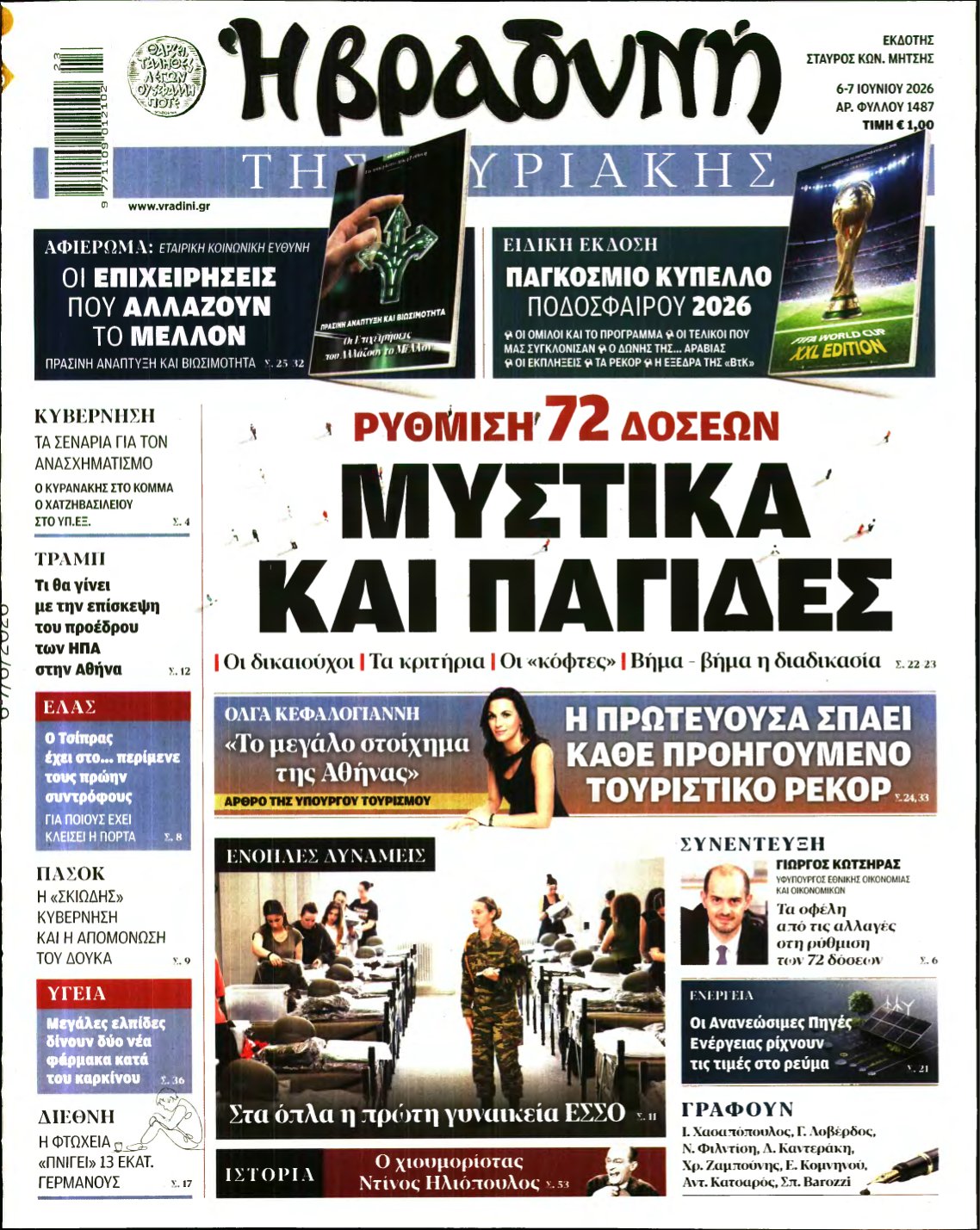 ΒΡΑΔΥΝΗ ΤΗΣ ΚΥΡΙΑΚΗΣ – 06/06/2026
