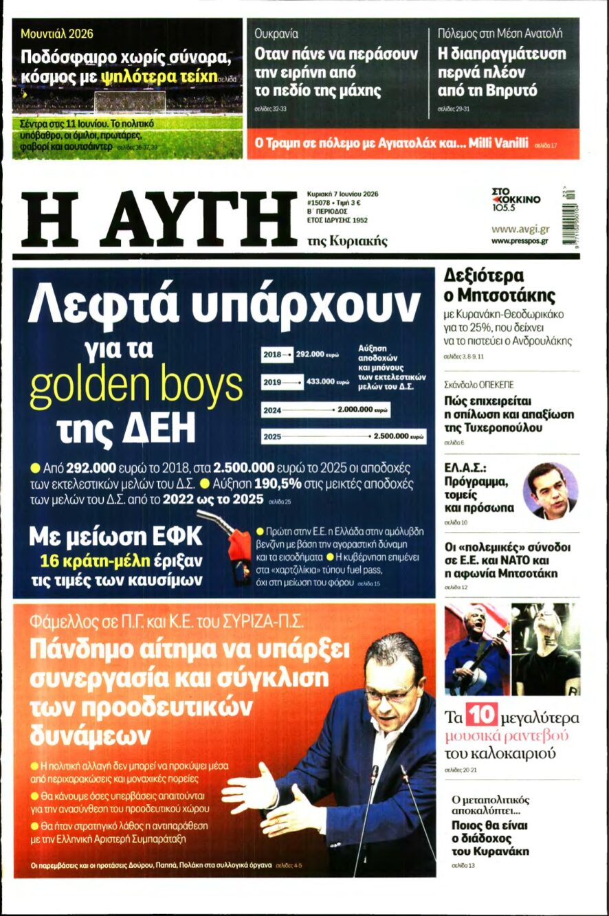 ΑΥΓΗ ΤΗΣ ΚΥΡΙΑΚΗΣ – 07/06/2026