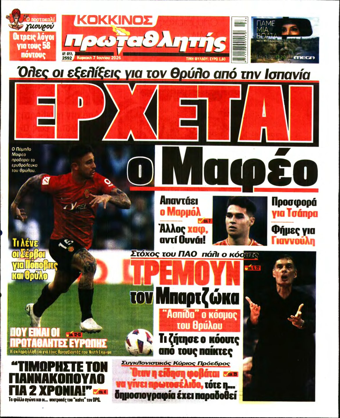 ΠΡΩΤΑΘΛΗΤΗΣ ΤΗΣ ΚΥΡΙΑΚΗΣ – 07/06/2026