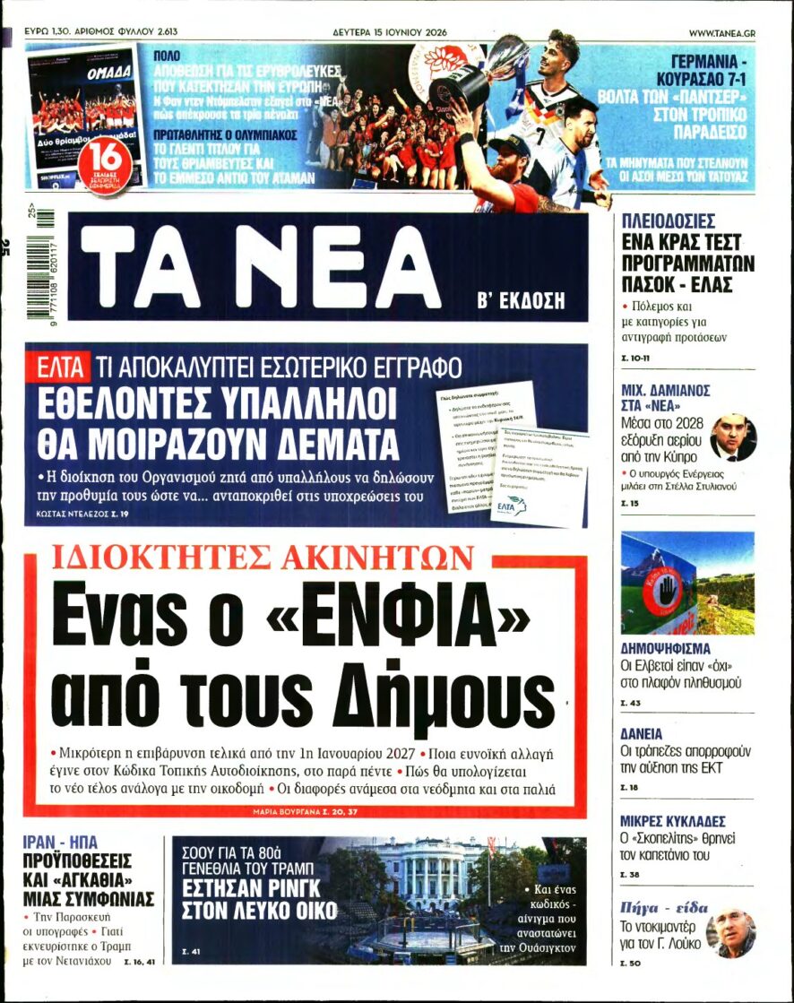 ΤΑ ΝΕΑ – 15/06/2026