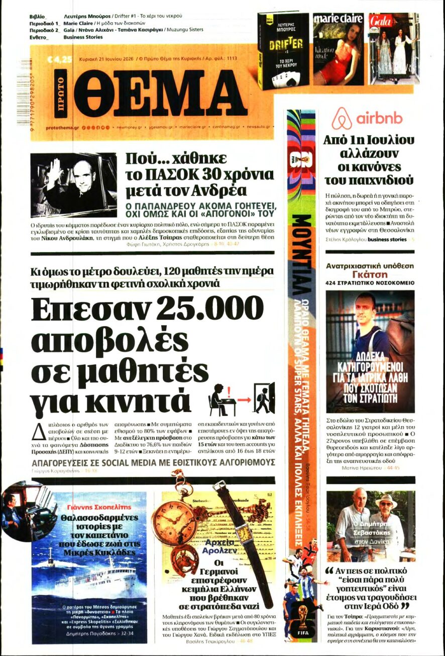 ΠΡΩΤΟ ΘΕΜΑ – 21/06/2026