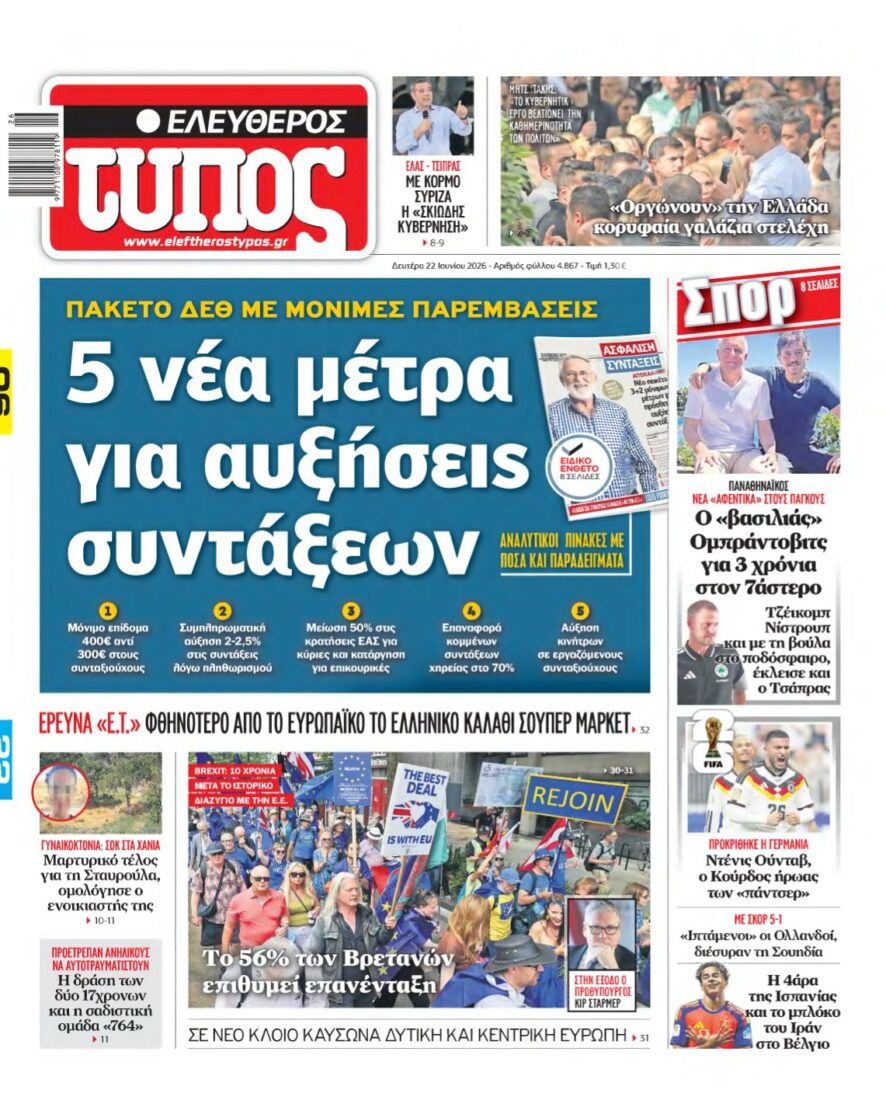 ΕΛΕΥΘΕΡΟΣ ΤΥΠΟΣ – 22/06/2026
