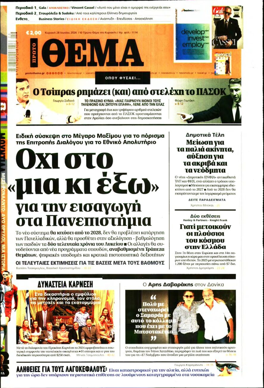 ΠΡΩΤΟ ΘΕΜΑ – 28/06/2026