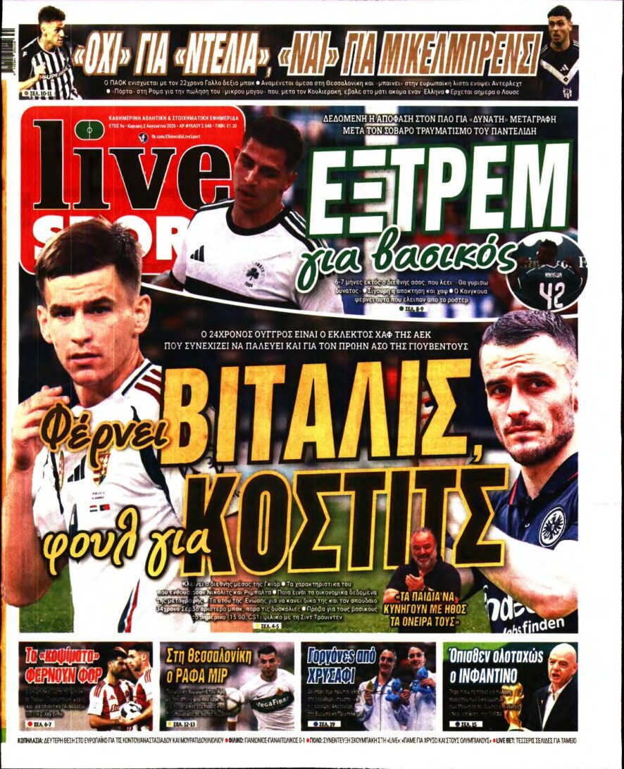 LIVE SPORT ΚΥΡΙΑΚΗΣ – 02/08/2026