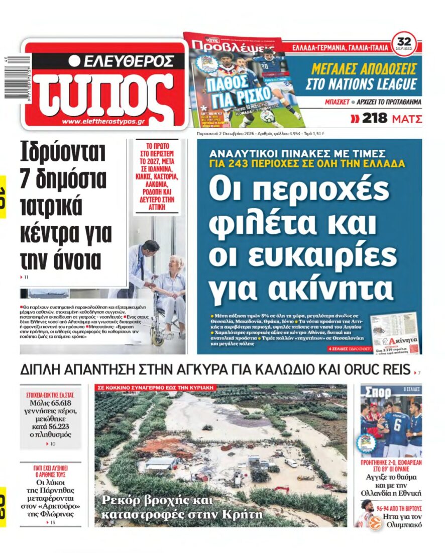 ΕΛΕΥΘΕΡΟΣ ΤΥΠΟΣ – 02/10/2026