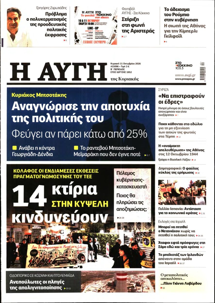 ΑΥΓΗ ΤΗΣ ΚΥΡΙΑΚΗΣ – 11/10/2026