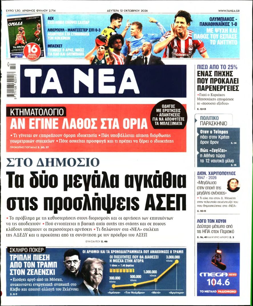 ΤΑ ΝΕΑ – 12/10/2026