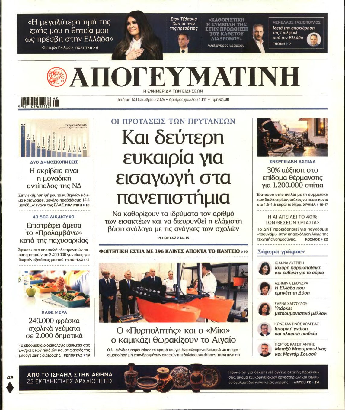 ΑΠΟΓΕΥΜΑΤΙΝΗ – 14/10/2026